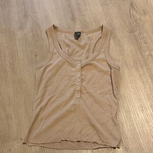 Wild Fable Beige Button-Down Tank Top
